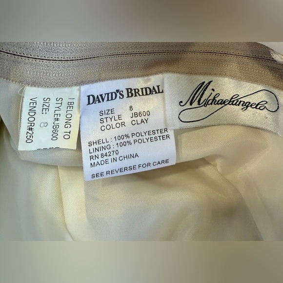 David’s Bridal Michael Angelo Champagne/Clay Sleeveless Gown Dress 8 LNC - Picture 4 of 6